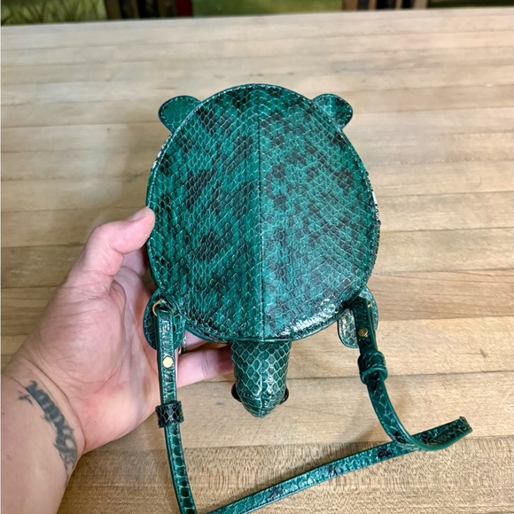 Tory Burch Green Embossed Leather Mini Turtle Crossbody Shoulder Bag - Picture 7 of 16